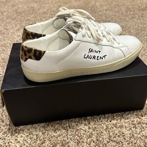 St. Laurent, tennis shoes, leopard print back